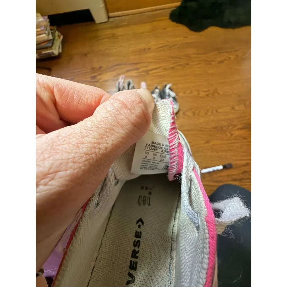 Converse Toddler Sneakers High Tops Girls Pink Polka Dot Gray Size 8 Lot (3)